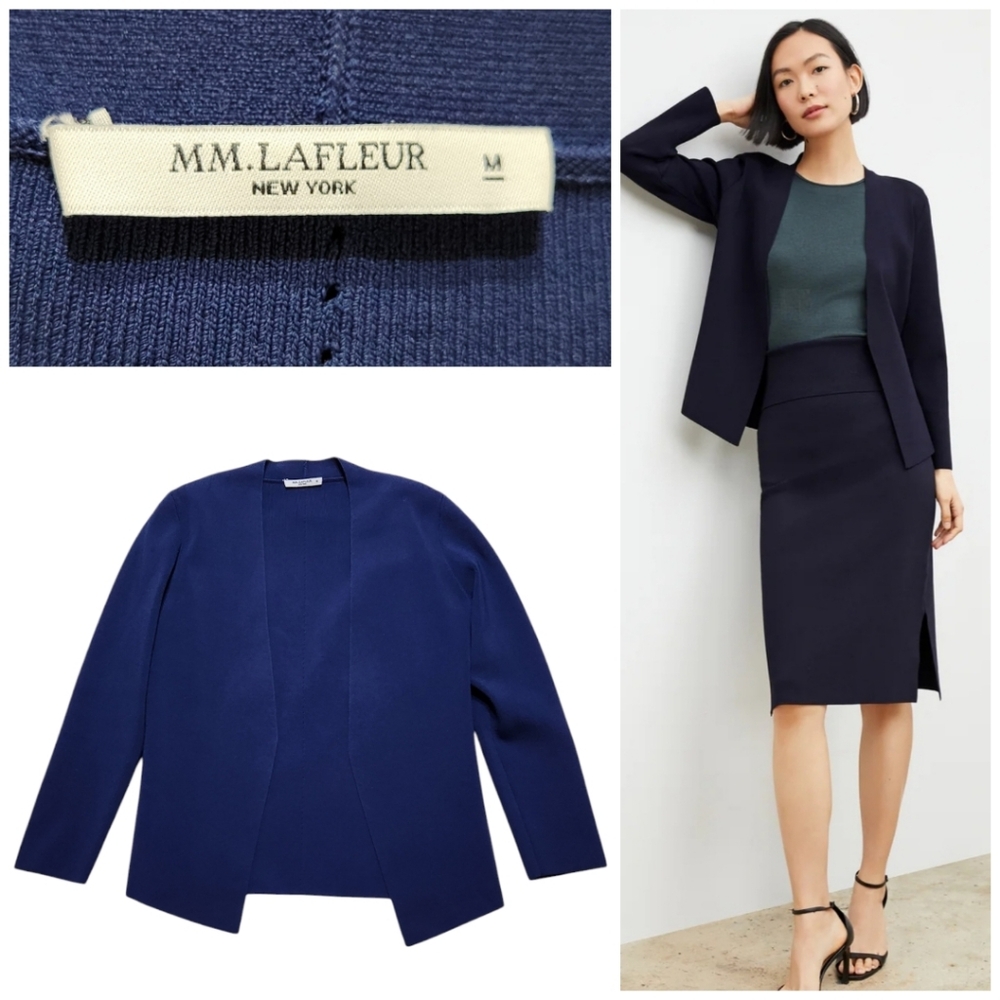 MM Lafleur New York The Woolf Jardigan Navy Blue Sz Med Jacket Cardigan Office